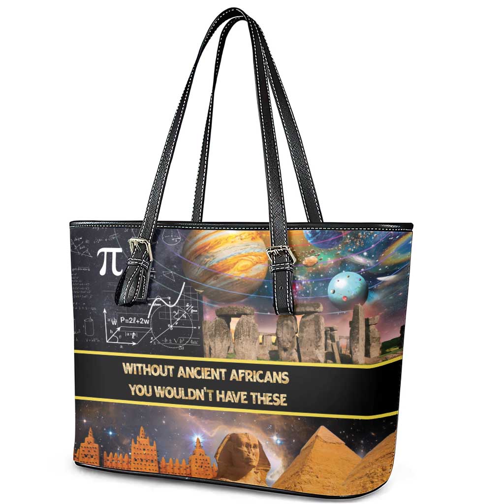 Afro Egyptian Pyramids Leather Tote Bag Ancient African Achievements Galaxy