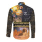 Afro Egyptian Pyramids Long Sleeve Button Shirt Ancient African Achievements Galaxy