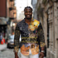 Afro Egyptian Pyramids Long Sleeve Button Shirt Ancient African Achievements Galaxy