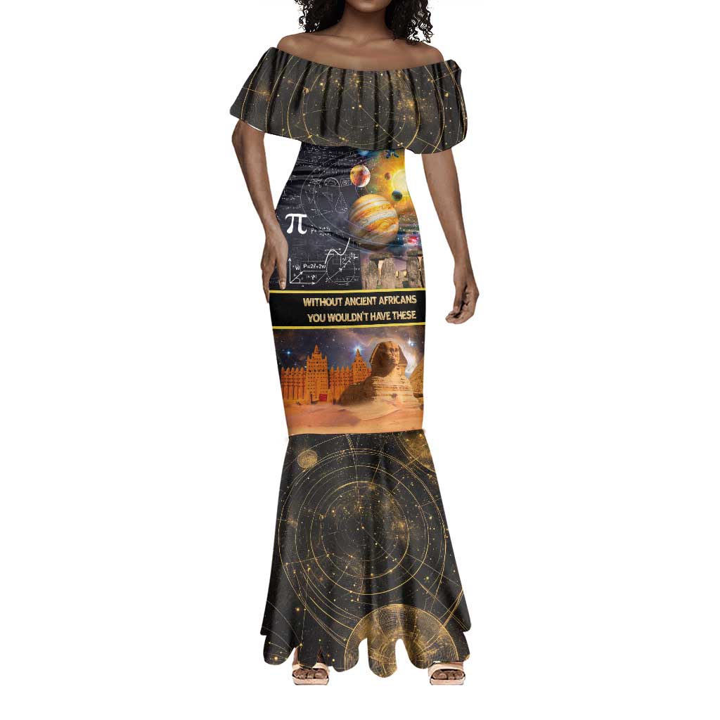 Afro Egyptian Pyramids Mermaid Dress Ancient African Achievements Galaxy