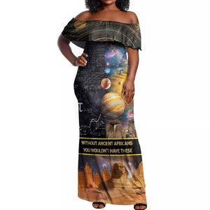 Afro Egyptian Pyramids Off Shoulder Maxi Dress Ancient African Achievements Galaxy