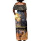 Afro Egyptian Pyramids Off Shoulder Maxi Dress Ancient African Achievements Galaxy