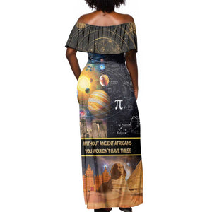 Afro Egyptian Pyramids Off Shoulder Maxi Dress Ancient African Achievements Galaxy