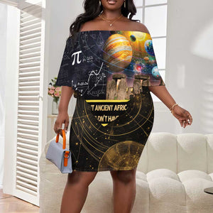 Afro Egyptian Pyramids Off Shoulder Short Dress Ancient African Achievements Galaxy