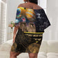 Afro Egyptian Pyramids Off Shoulder Short Dress Ancient African Achievements Galaxy