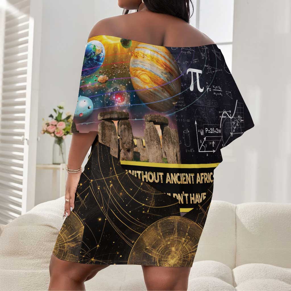 Afro Egyptian Pyramids Off Shoulder Short Dress Ancient African Achievements Galaxy