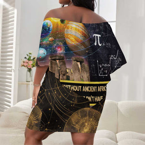 Afro Egyptian Pyramids Off Shoulder Short Dress Ancient African Achievements Galaxy