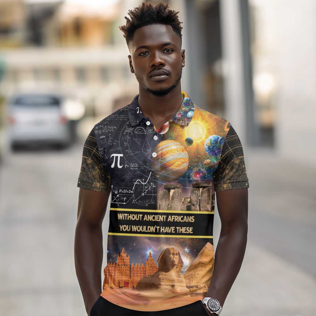 Afro Egyptian Pyramids Polo Shirt Ancient African Achievements Galaxy
