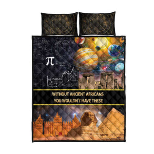 Afro Egyptian Pyramids Quilt Bed Set Ancient African Achievements Galaxy