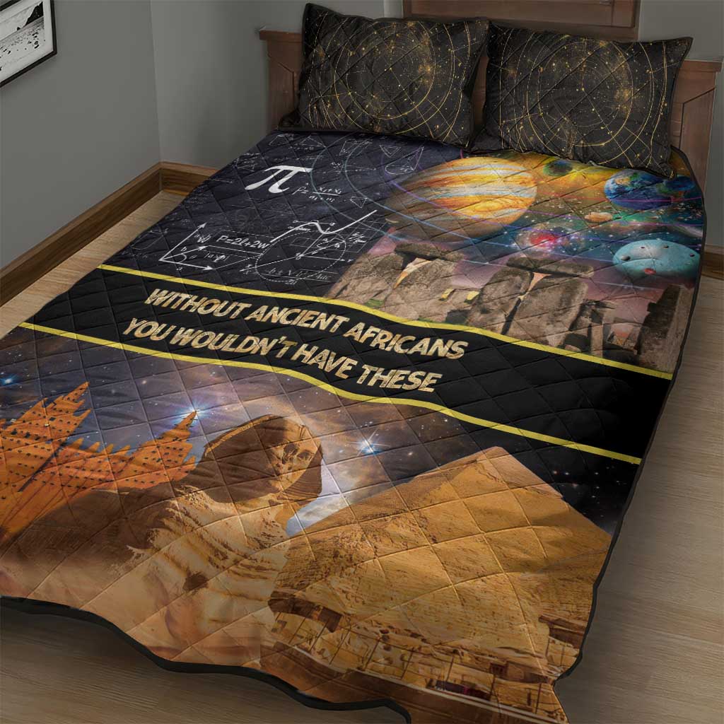 Afro Egyptian Pyramids Quilt Bed Set Ancient African Achievements Galaxy