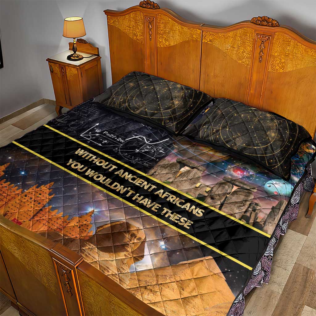 Afro Egyptian Pyramids Quilt Bed Set Ancient African Achievements Galaxy