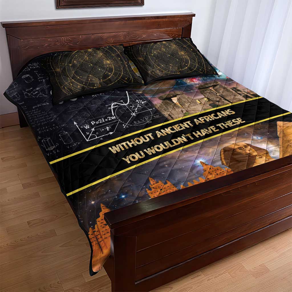 Afro Egyptian Pyramids Quilt Bed Set Ancient African Achievements Galaxy