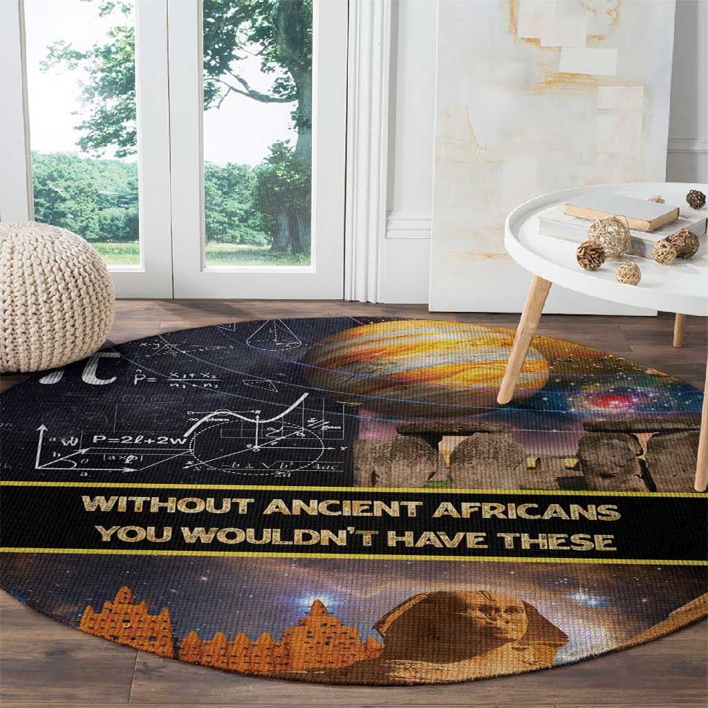 Afro Egyptian Pyramids Round Carpet Ancient African Achievements Galaxy