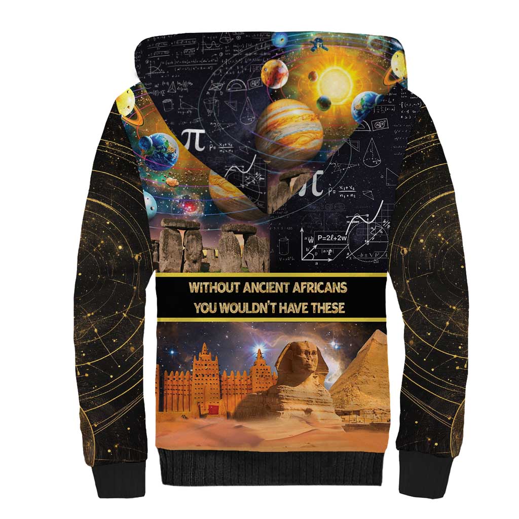 Afro Egyptian Pyramids Sherpa Hoodie Ancient African Achievements Galaxy