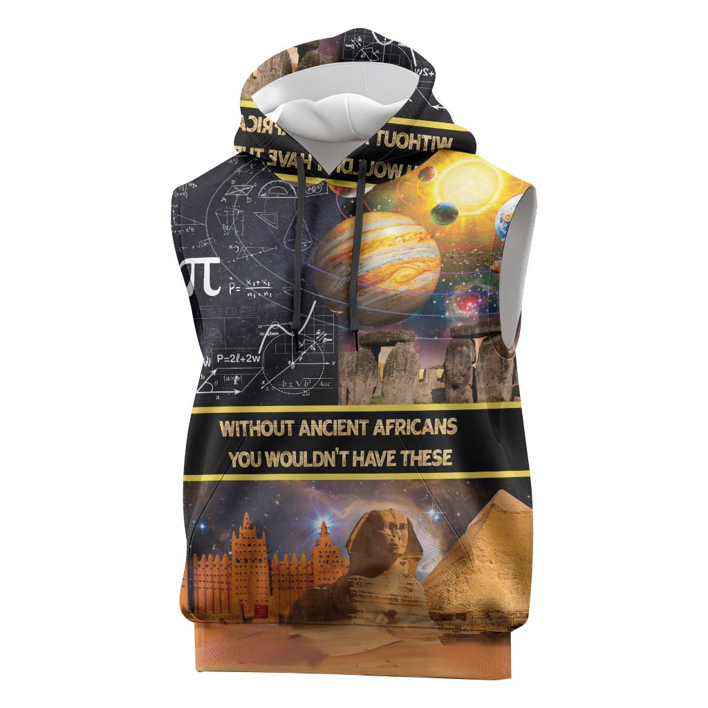 Afro Egyptian Pyramids Sleeveless Hoodie Ancient African Achievements Galaxy - African Pride