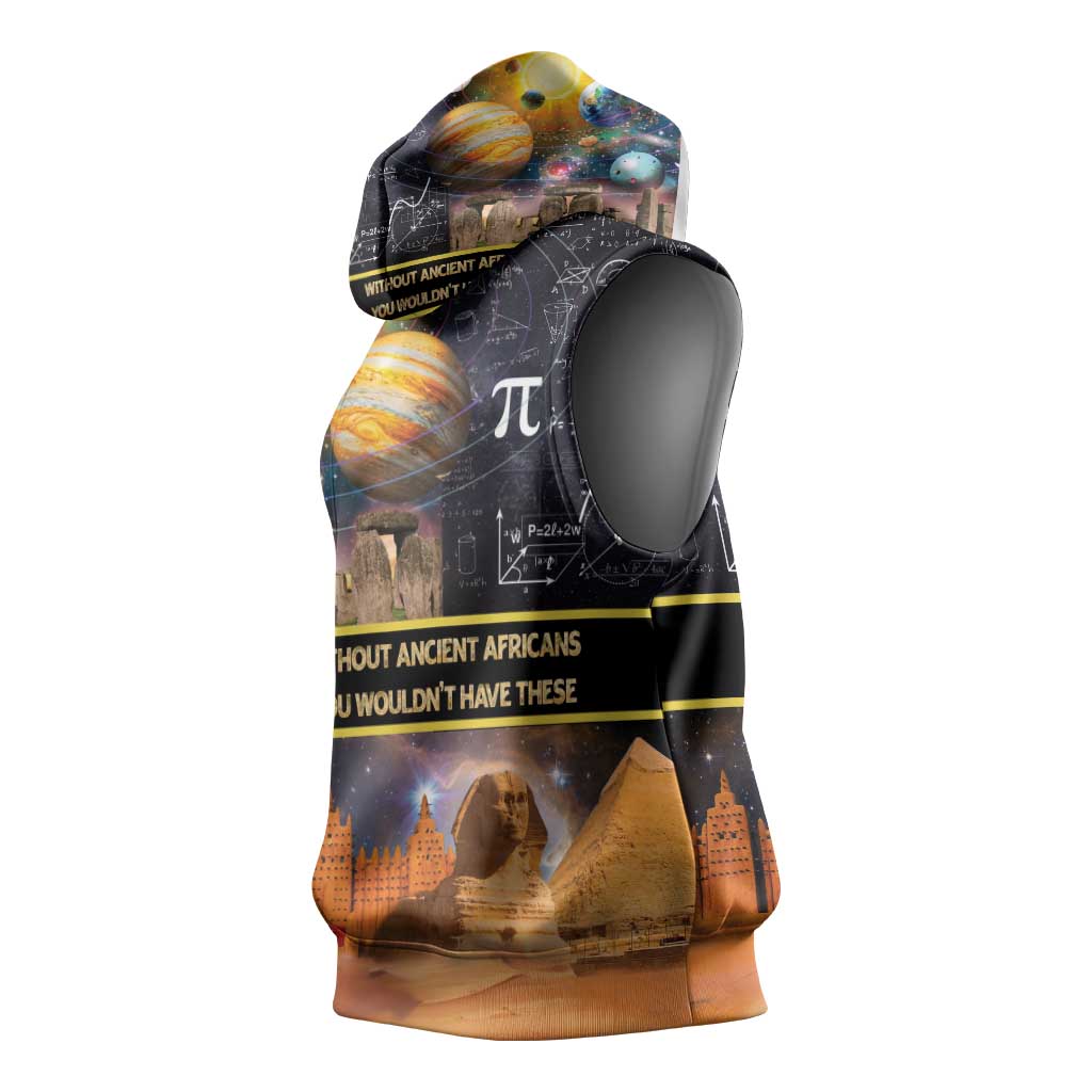 Afro Egyptian Pyramids Sleeveless Hoodie Ancient African Achievements Galaxy - African Pride