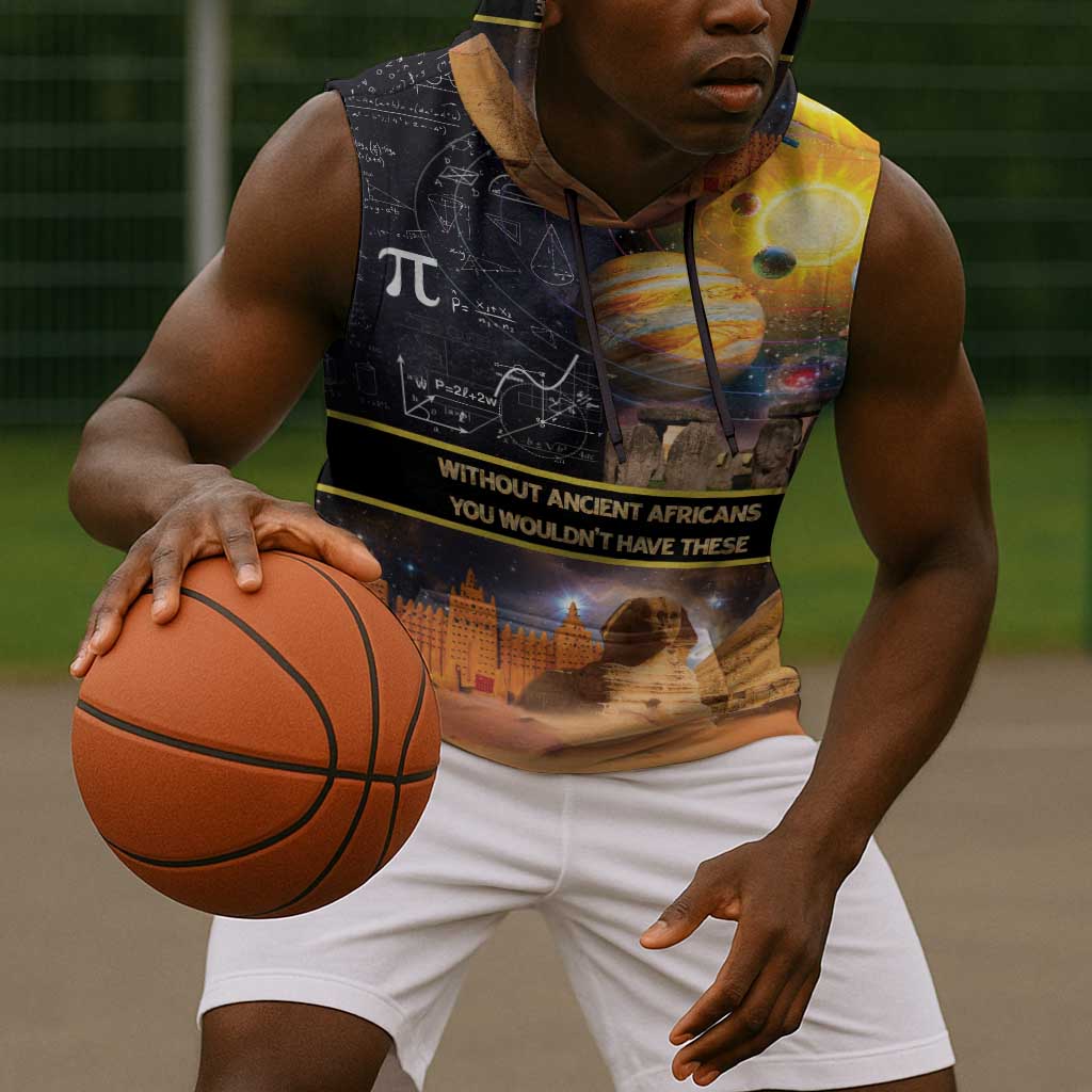 Afro Egyptian Pyramids Sleeveless Hoodie Ancient African Achievements Galaxy - African Pride