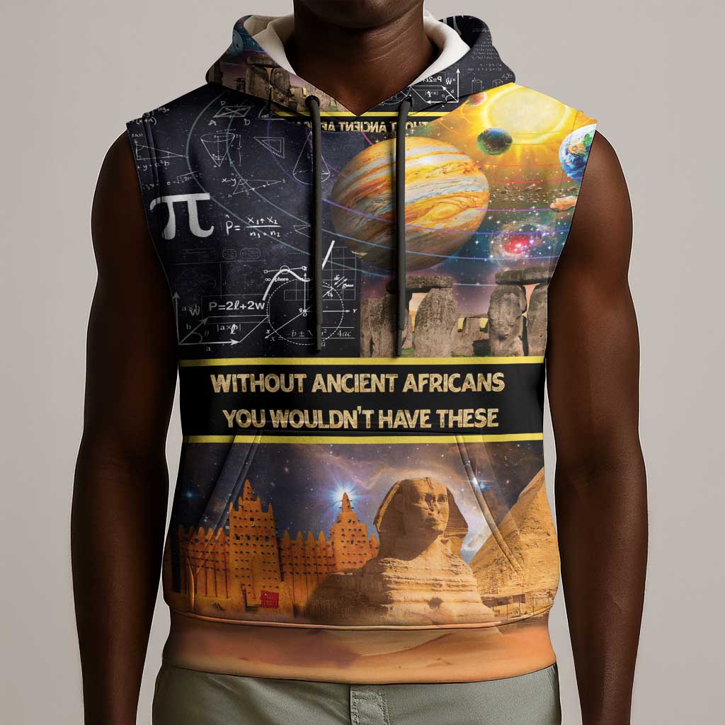 Afro Egyptian Pyramids Sleeveless Hoodie Ancient African Achievements Galaxy - African Pride