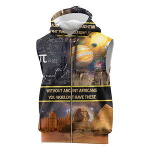 Afro Egyptian Pyramids Sleeveless Zip Hoodie Ancient African Achievements Galaxy - African Pride