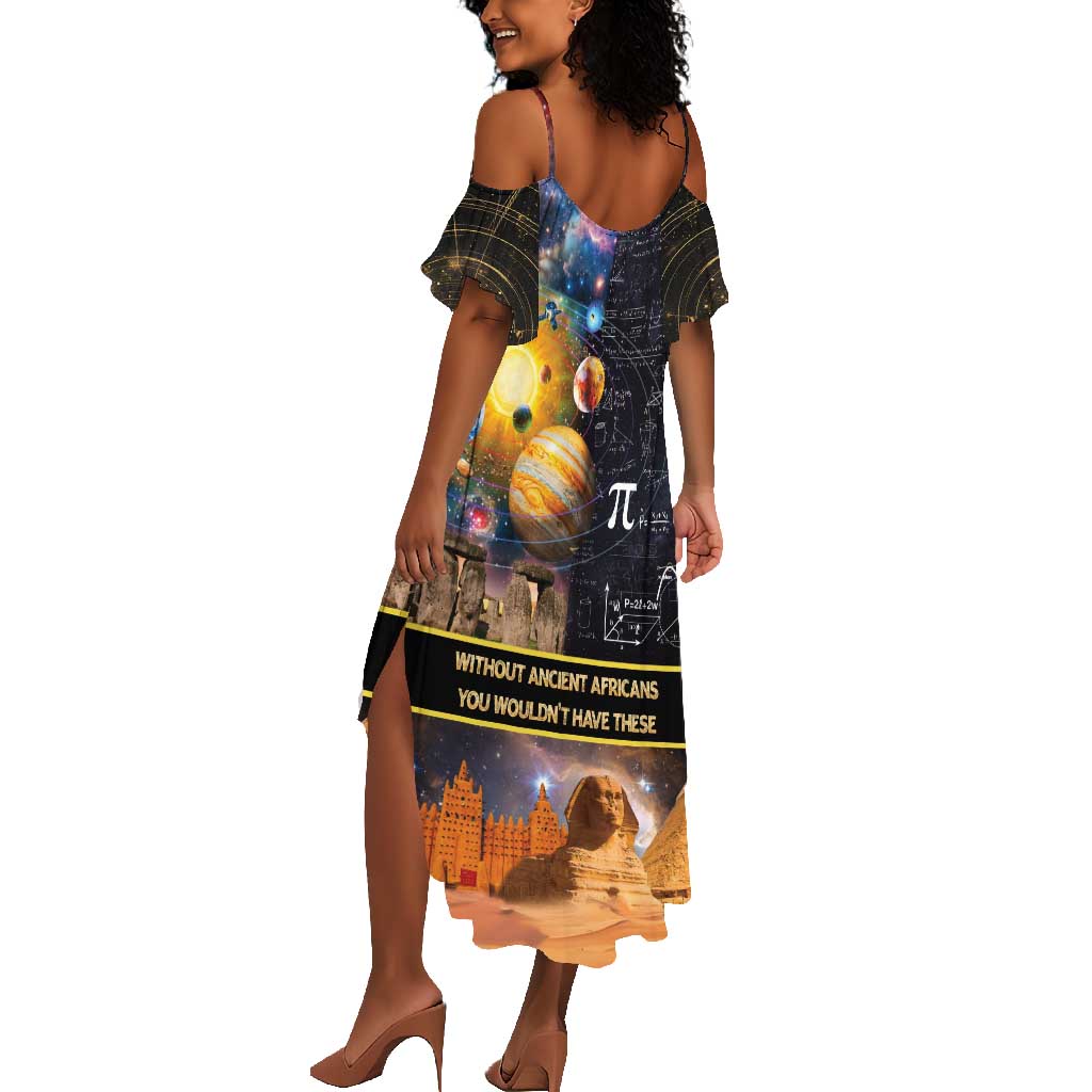 Afro Egyptian Pyramids Summer Maxi Dress Ancient African Achievements Galaxy