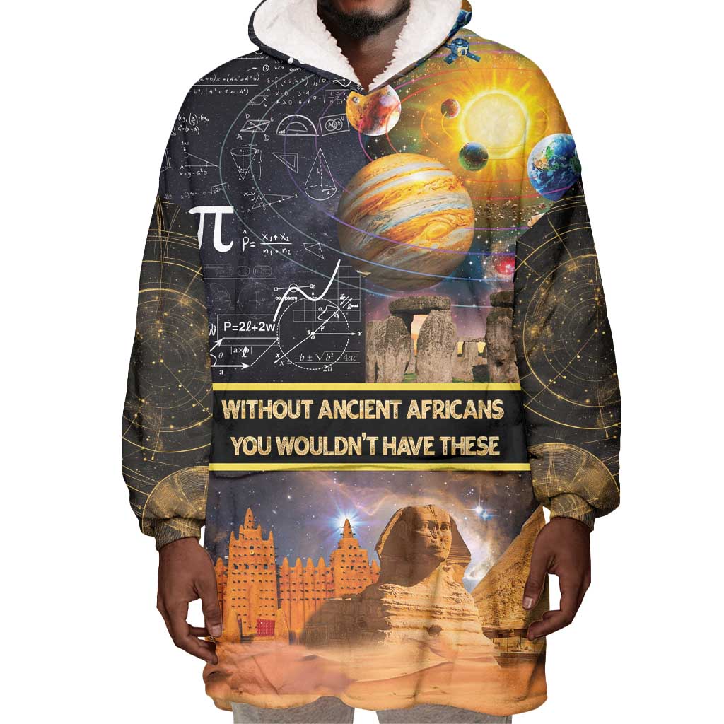 Afro Egyptian Pyramids Wearable Blanket Hoodie Ancient African Achievements Galaxy