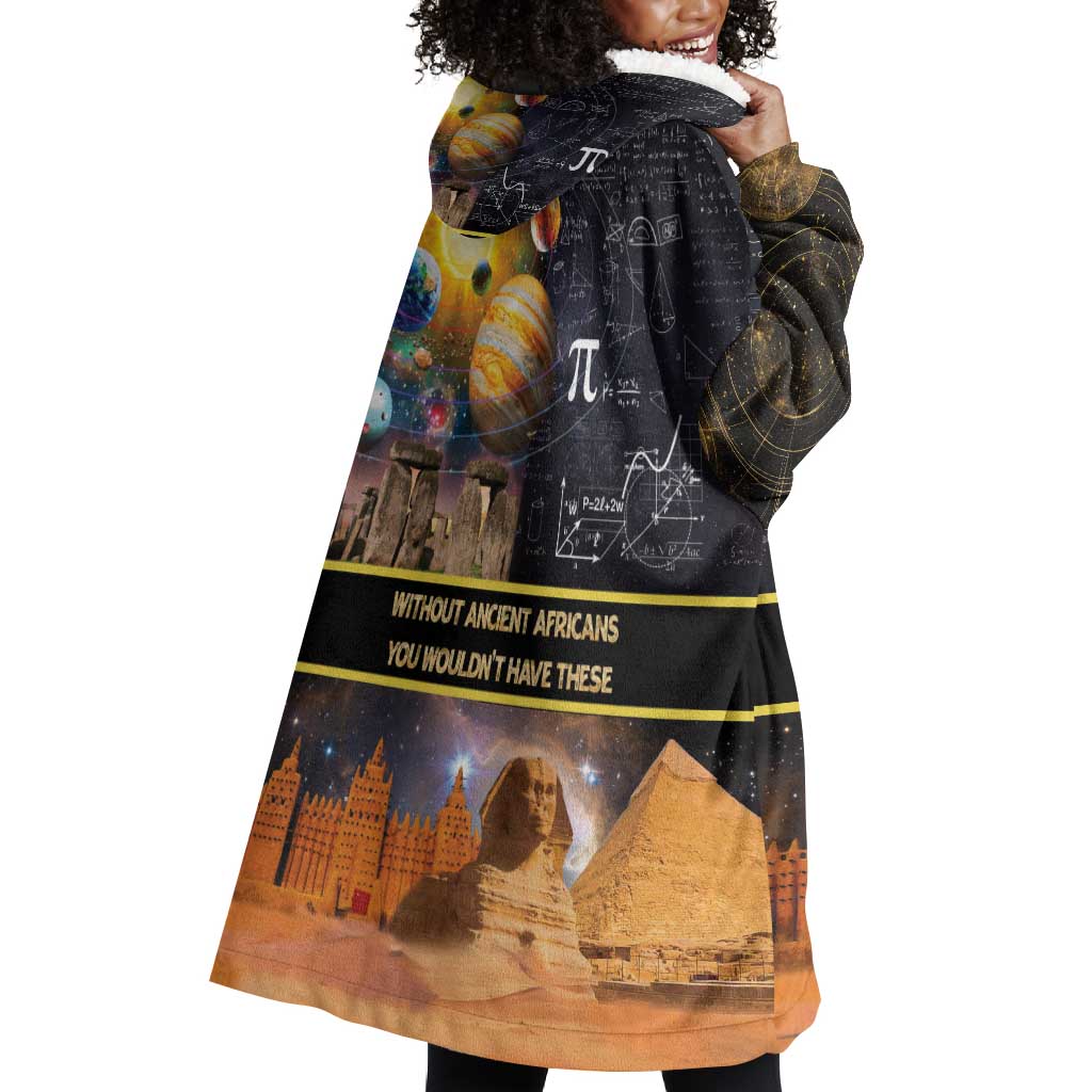 Afro Egyptian Pyramids Wearable Blanket Hoodie Ancient African Achievements Galaxy