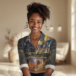 Afro Egyptian Pyramids Women Casual Shirt Ancient African Achievements Galaxy