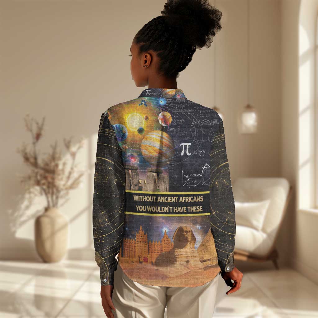 Afro Egyptian Pyramids Women Casual Shirt Ancient African Achievements Galaxy