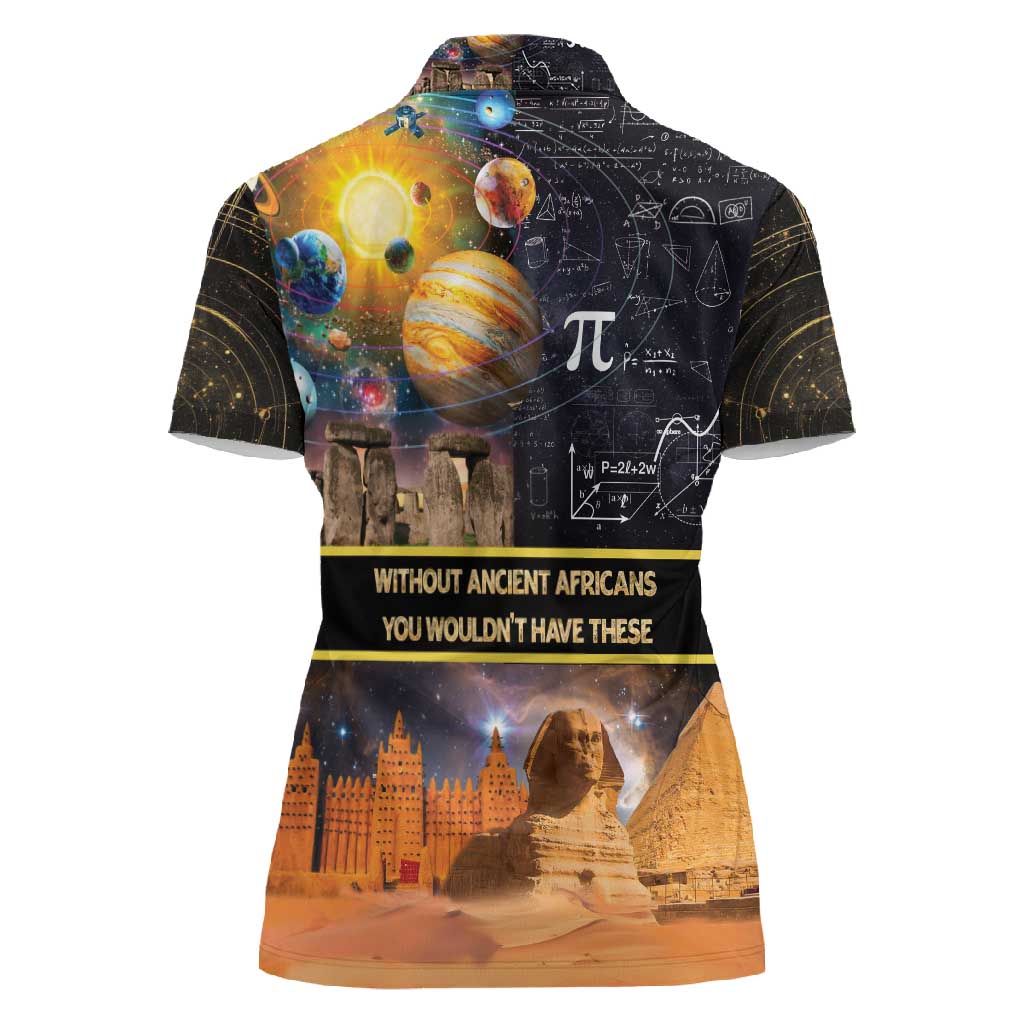 Afro Egyptian Pyramids Women Polo Shirt Ancient African Achievements Galaxy