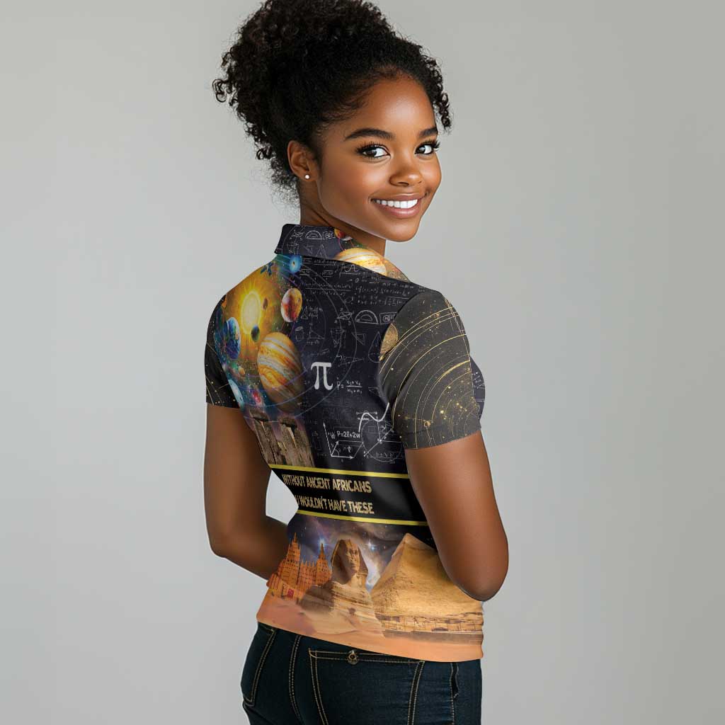 Afro Egyptian Pyramids Women Polo Shirt Ancient African Achievements Galaxy