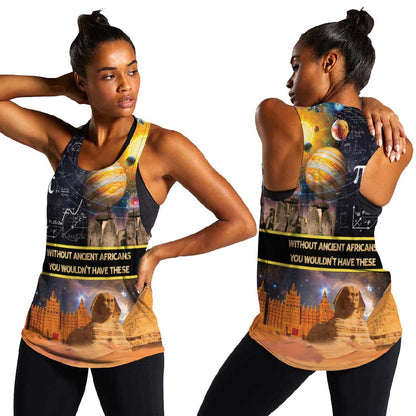 Afro Egyptian Pyramids Women Racerback Tank Ancient African Achievements Galaxy