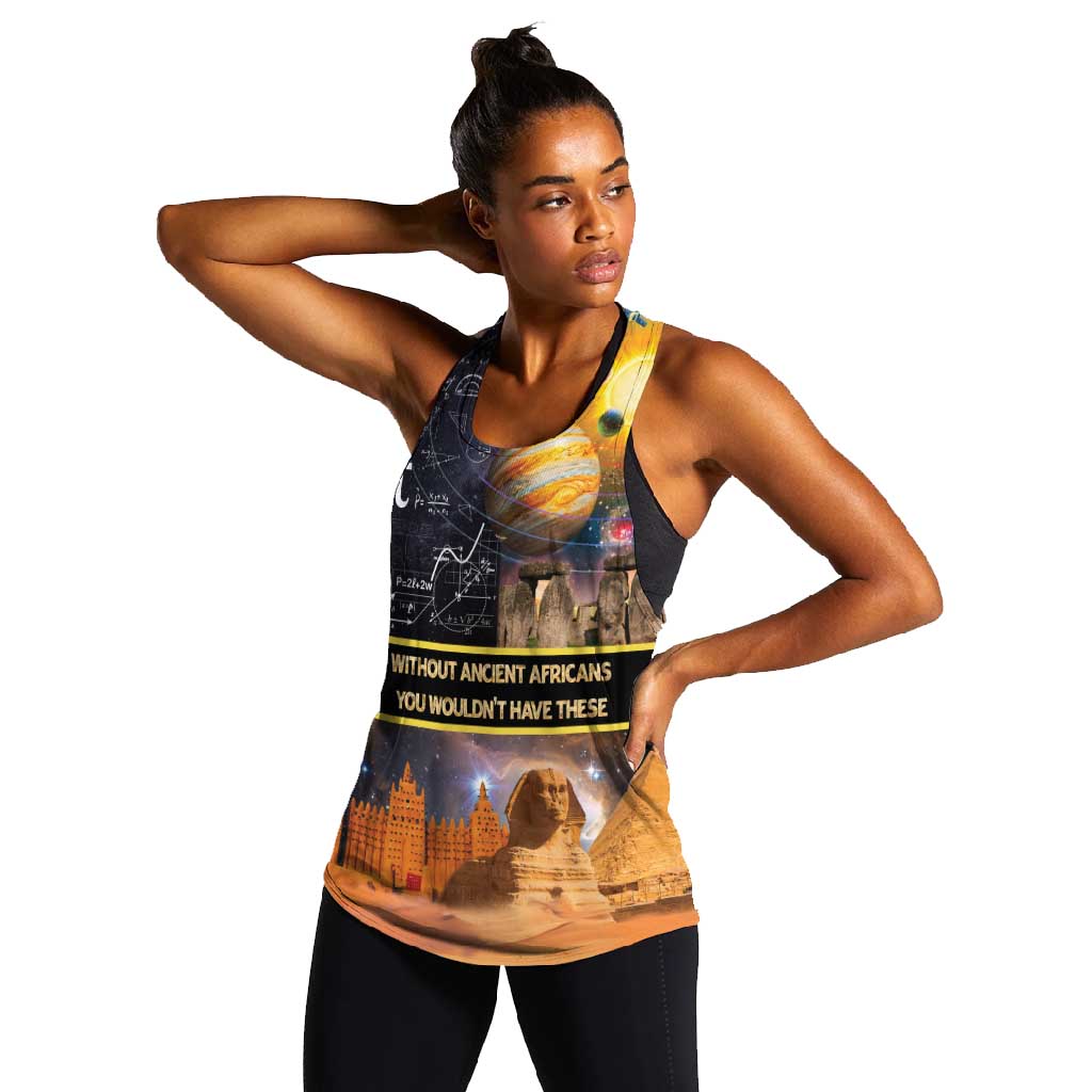 Afro Egyptian Pyramids Women Racerback Tank Ancient African Achievements Galaxy