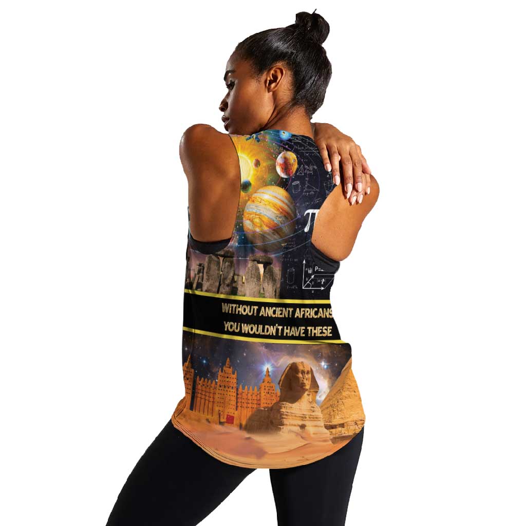 Afro Egyptian Pyramids Women Racerback Tank Ancient African Achievements Galaxy