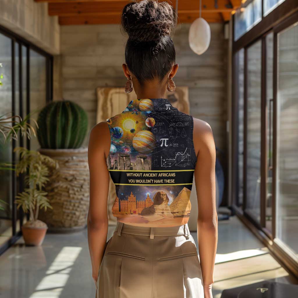 Afro Egyptian Pyramids Women Sleeveless Polo Shirt Ancient African Achievements Galaxy