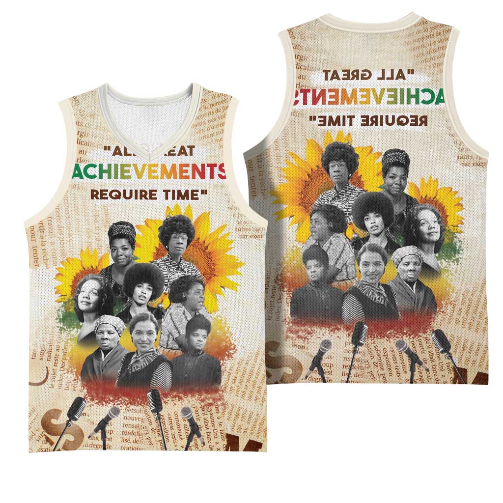 African Achievements Basketball Jersey Civil Rights Female Leaders Sunflower - African Pride