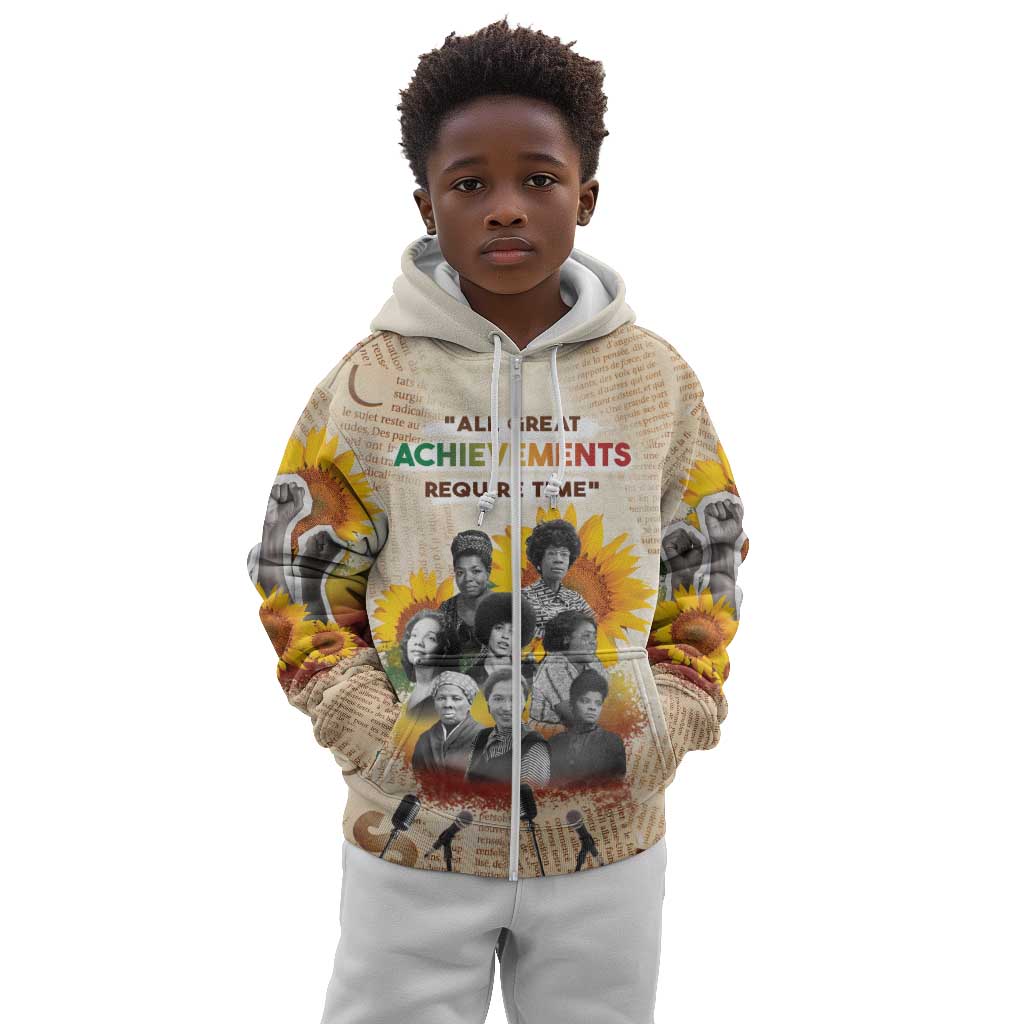 African Achievements Kid Hoodie Civil Rights Female Leaders Sunflower