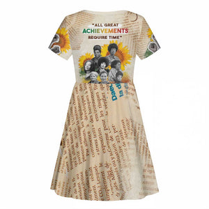 African Achievements Kid Short Sleeve Dress Civil Rights Female Leaders Sunflower