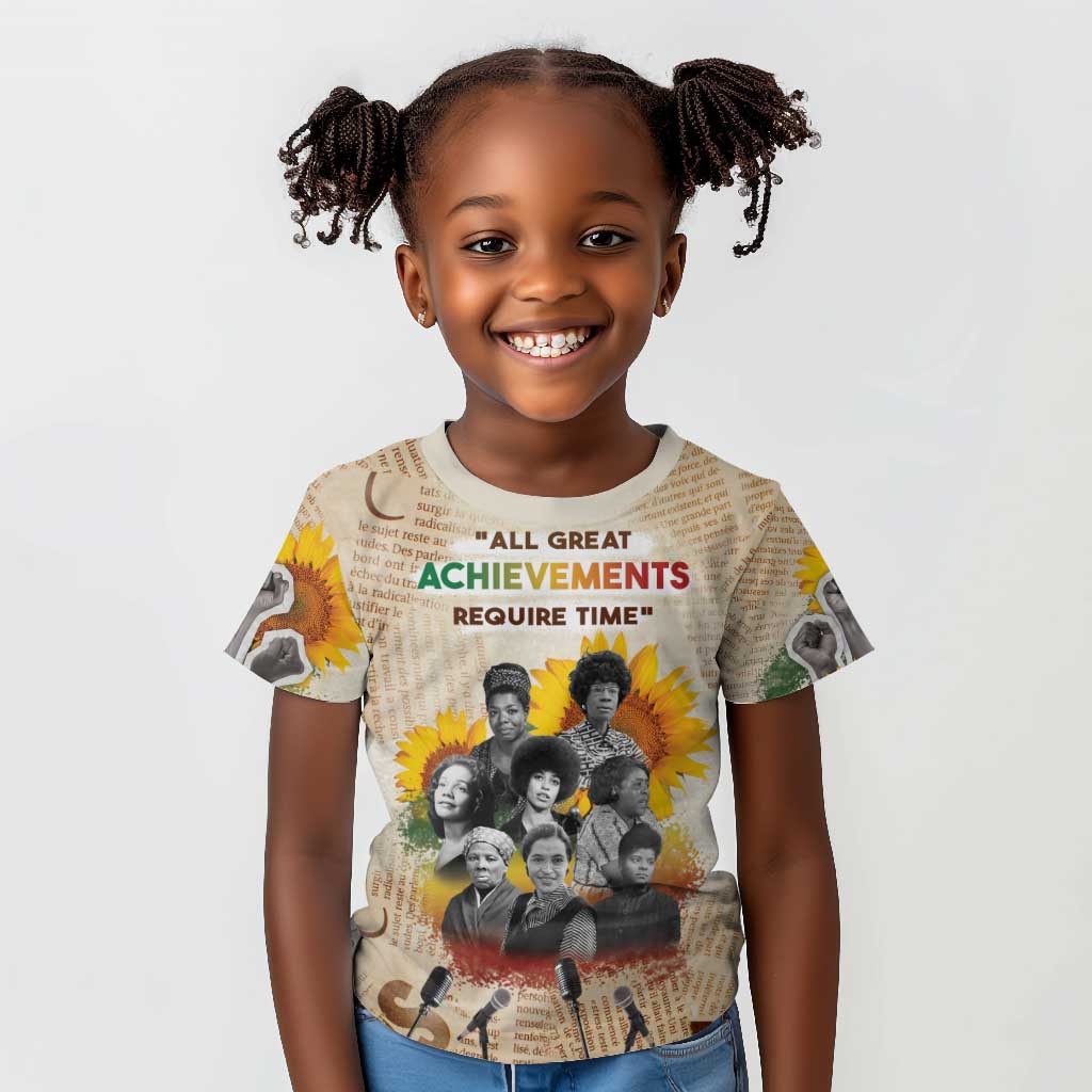 African Achievements Kid T shirt Civil Rights Female Leaders Sunflower