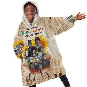 African Achievements Kid Wearable Blanket Hoodie Civil Rights Female Leaders Sunflower