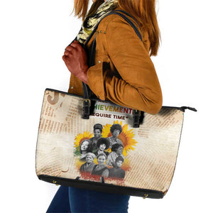 African Achievements Leather Tote Bag Civil Rights Female Leaders Sunflower