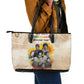 African Achievements Leather Tote Bag Civil Rights Female Leaders Sunflower