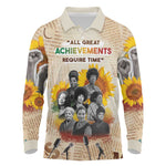 African Achievements Long Sleeve Polo Shirt Civil Rights Female Leaders Sunflower