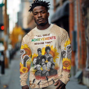 African Achievements Long Sleeve Shirt Civil Rights Female Leaders Sunflower