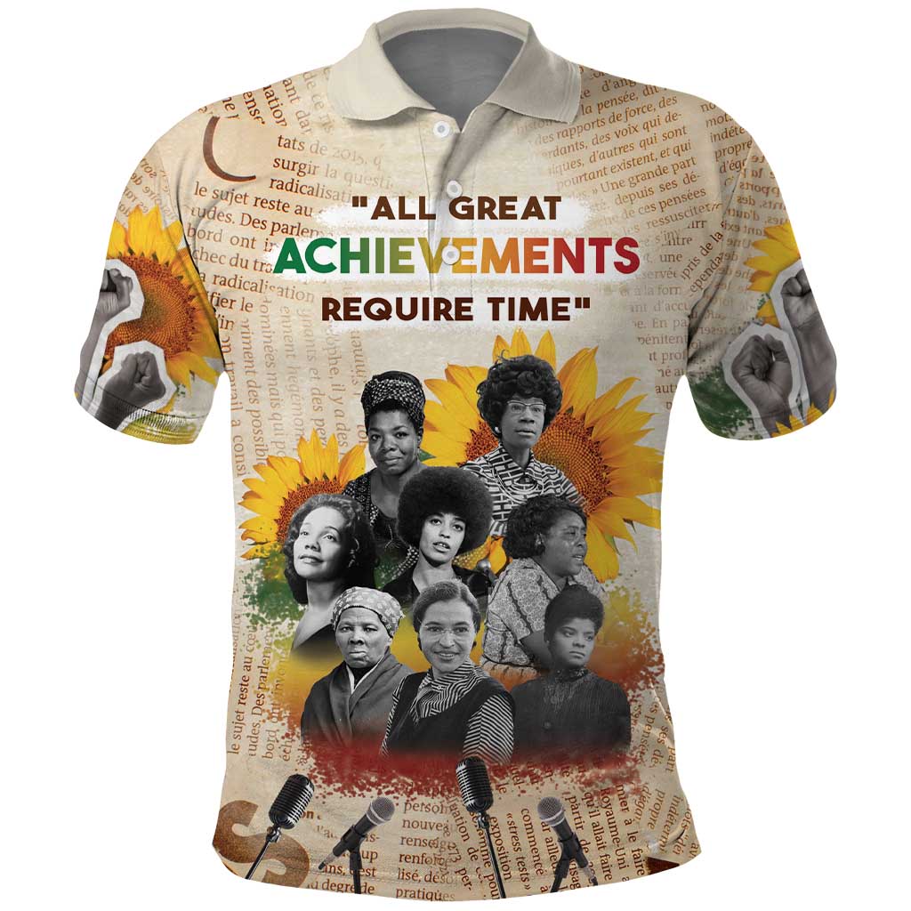 African Achievements Polo Shirt Civil Rights Female Leaders Sunflower