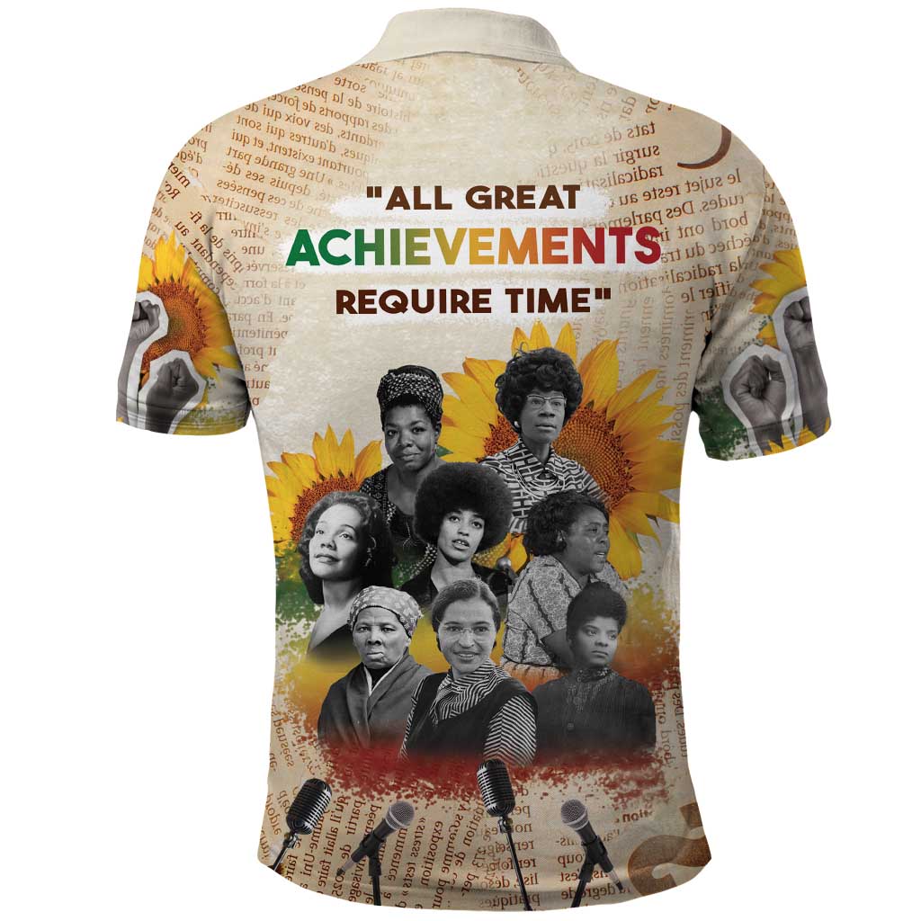 African Achievements Polo Shirt Civil Rights Female Leaders Sunflower