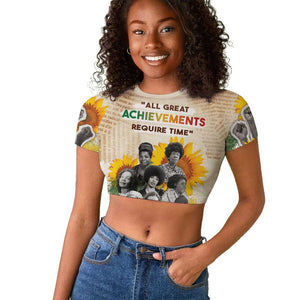 African Achievements Raglan Cropped T shirt Civil Rights Female Leaders Sunflower