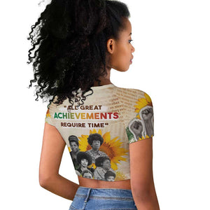 African Achievements Raglan Cropped T shirt Civil Rights Female Leaders Sunflower