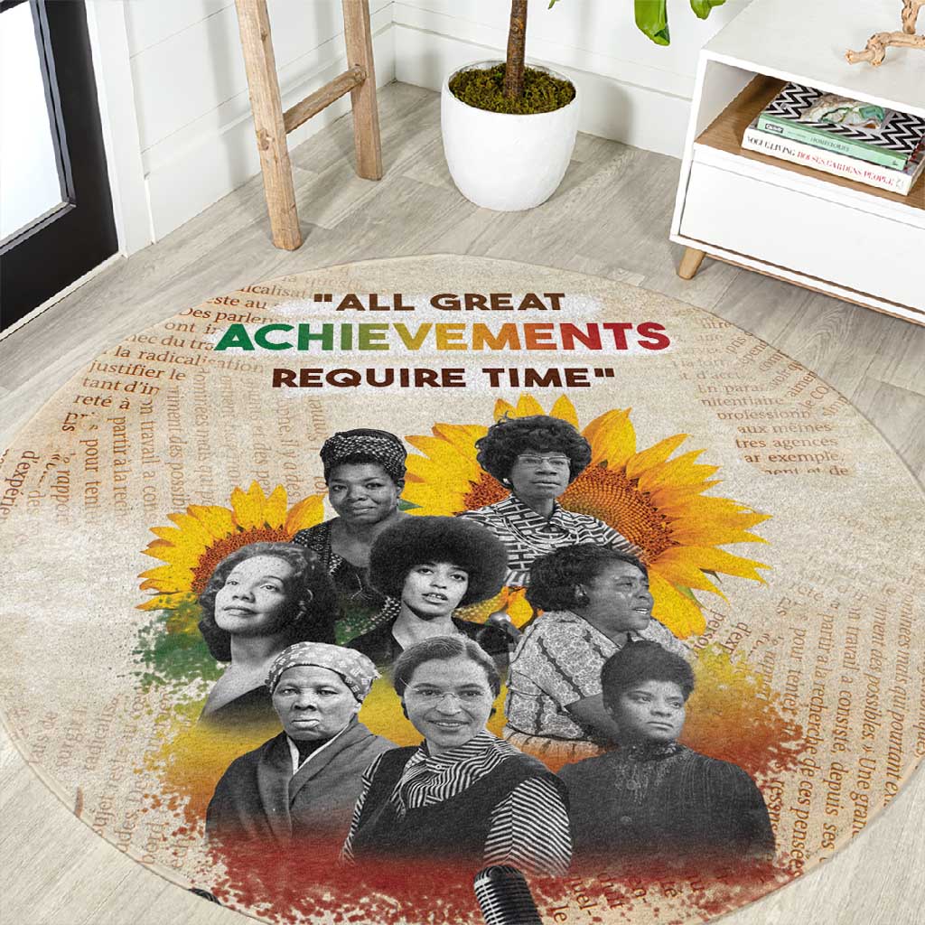 African Achievements Round Carpet Civil Rights Female Leaders Sunflower