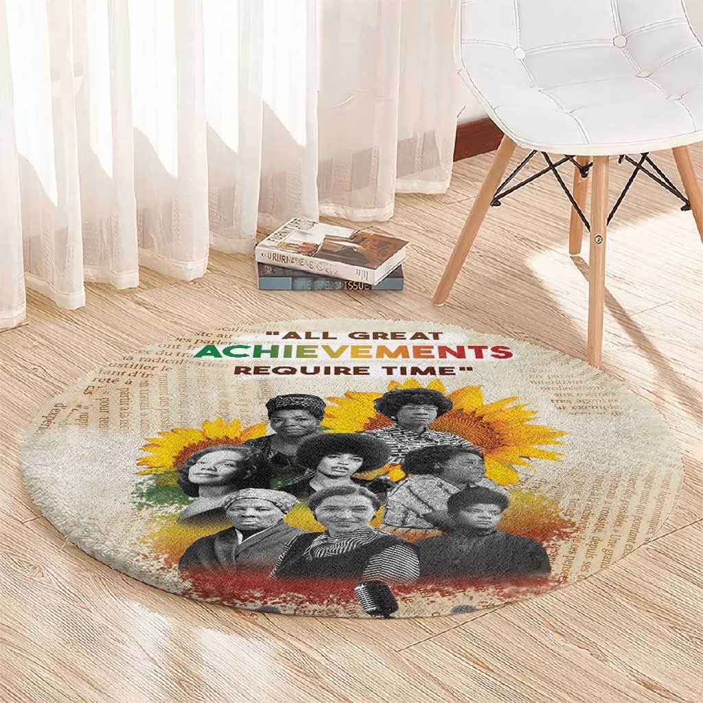 African Achievements Round Carpet Civil Rights Female Leaders Sunflower