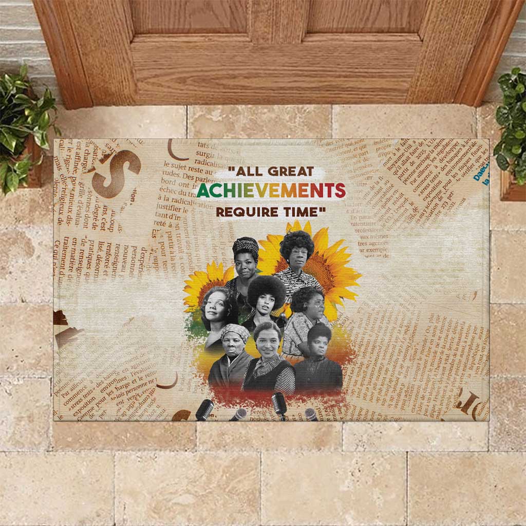 African Achievements Rubber Doormat Civil Rights Female Leaders Sunflower
